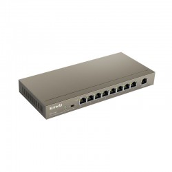 Switch 9 porturi 10/100Mbps cu 8 *PoE+uplink, protectie 4kV fulgere, sursa 51V/2.5A