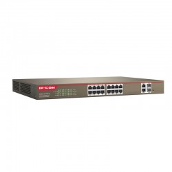 IPCOM 18 port WEB smart PoE Switch cu 16*POE+ & 2 port * Gigabit TP/SFP combo, protectie fulgere, 250 m surveillance mode